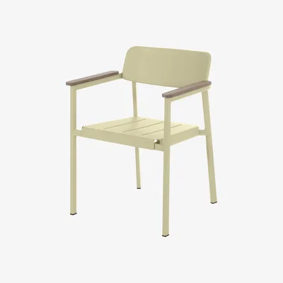 Made in Design Shine Stackable armchair - Metal & wood armrests by Emu Brown/Beige