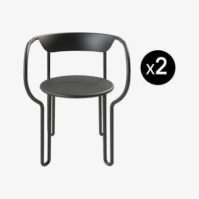 Made in Design Huggy Armchair - / Set of 2 - Aluminium by Maiori Black