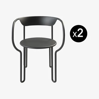 Made in Design Huggy Armchair - / Set of 2 - Aluminium by Maiori Black