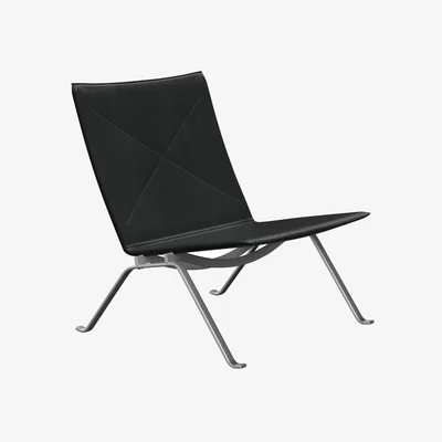 Made in Design PK22 Low armchair leather black / Poul Kjærholm, 1956 - Fritz Hansen