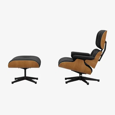 Made in Design Lounge Chair & Ottoman Set armchair & footrest textile grey / Eames (1956) - Vitra