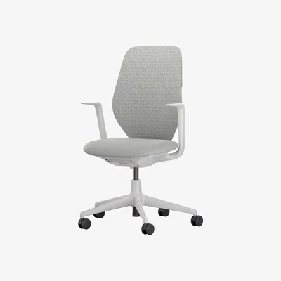 Made in Design ACX Soft Armchair on casters textile grey / Upholstered Knitting Backrest - Vitra