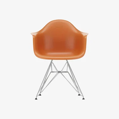 Made in Design DAR - Eames Plastic Armchair Armchair - / (1950) - Chromed legs by Vitra Orange