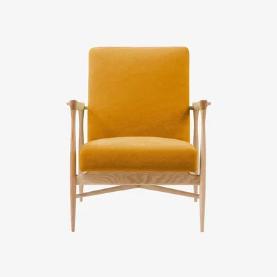 Made in Design Floating Padded armchair - / Fabric - Oak structure by RED Edition Yellow/Orange/Natural wood