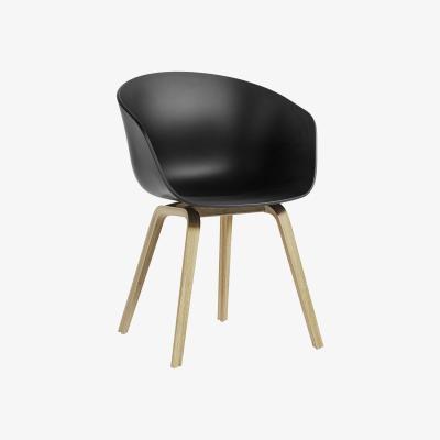Made in Design About a ECO AAC22 Armchair - / Recycled plastic -  EU Ecolabel by Hay Black/Natural wood