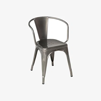 Made in Design A56 Indoor Stackable armchair metal / Natural steel - For indoors - Tolix