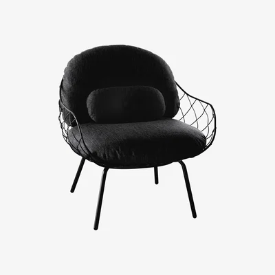 Made in Design Pina Outdoor Padded armchair - Fabric - With small back cushion by Magis Black