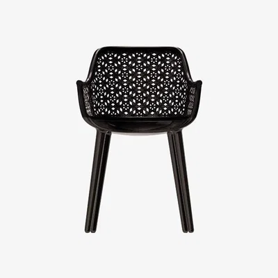 Made in Design Cyborg Elegant Armchair - Polycarbonate & wicker backrest by Magis Black