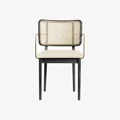 Made in Design Cannage Bridge armchair cane & fibres wood black / Brass armrests - RED Edition