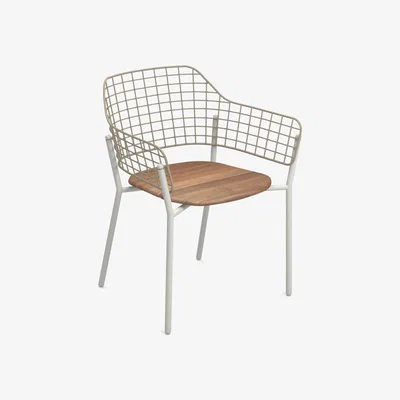 Made in Design Lyze Stackable armchair - / Teak seat by Emu Beige/Natural wood