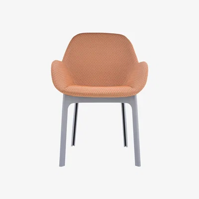 Made in Design Clap Padded armchair - Fabric & plastic legs by Kartell Orange/Grey