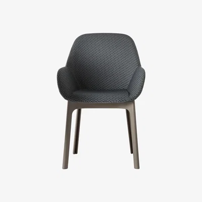 Made in Design Clap Padded armchair - Fabric & plastic legs by Kartell Black/Beige