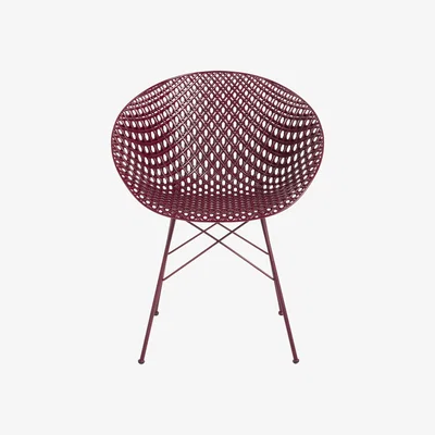 Made in Design Smatrik Armchair - / Plastic seat & metal legs by Kartell Pink/Red/Purple