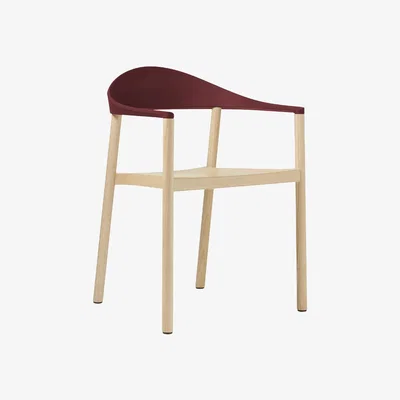 Made in Design Monza Stackable armchair - Plastic & wood by Plank Purple/Natural wood