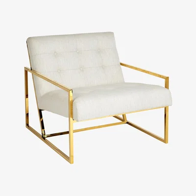 Made in Design Goldfinger Padded armchair - / Fabric & brass by Jonathan Adler Beige