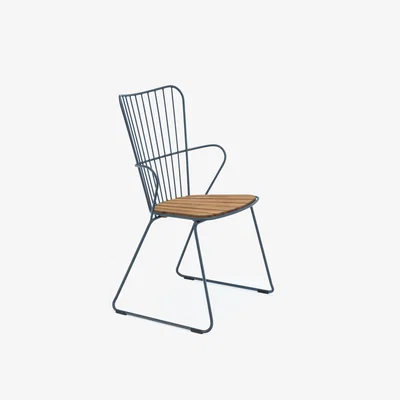 Made in Design Paon Armchair - / Metal & bamboo by Houe Blue/Natural wood