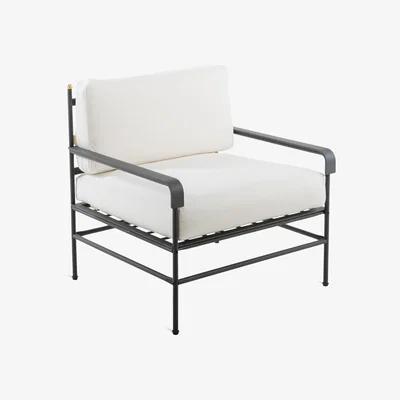 Made in Design Toscana Padded armchair - / Iron & fabric by Unopiu White/Grey/Black
