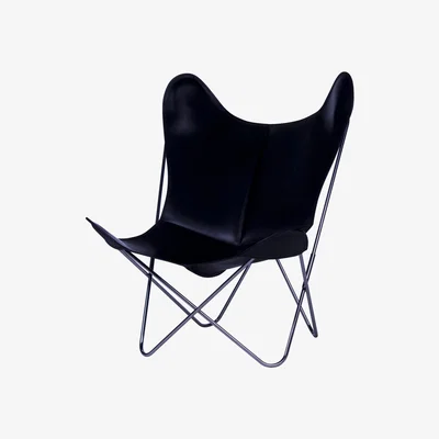 Made in Design AA Butterfly Armchair - Leather / Chromed structure by AA-New Design Black