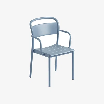 Made in Design Linear Stackable armchair metal blue / Steel - Muuto