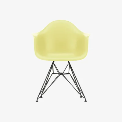 Made in Design RE DAR - Eames Plastic Armchair Armchair plastic material yellow / (1950) - Black Base, legs / Recycled - Vitra