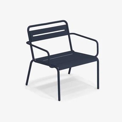 Made in Design Star Stackable low armchair - / Metal by Emu Blue
