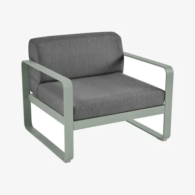 Made in Design Bellevie Lounge Padded armchair textile grey Charcoal grey fabric - Fermob