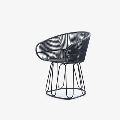 Made in Design Circo Dining Armchair - / Hand-woven PVC threads by ames Black