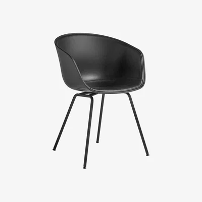 Made in Design About a chair AAC26 Padded armchair - Front leather & metal legs by Hay Black