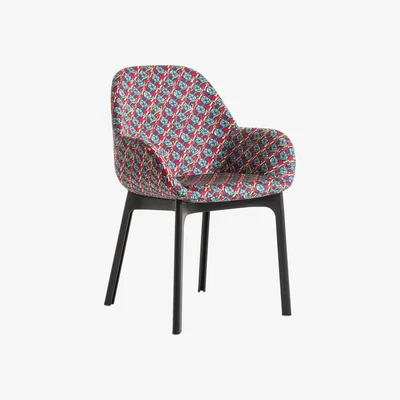 Made in Design Clap La Double J Padded armchair - / Fabric & plastic feet by Kartell Blue/Red/Black