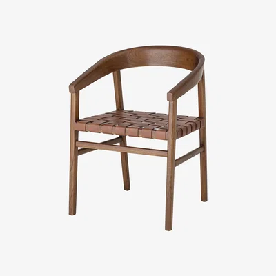 Made in Design Vitus Armchair - / Wood & plaited leather by Bloomingville Brown/Natural wood