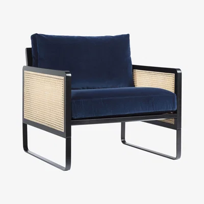Made in Design Cannage Padded armchair - / Velvet by RED Edition Blue/Black