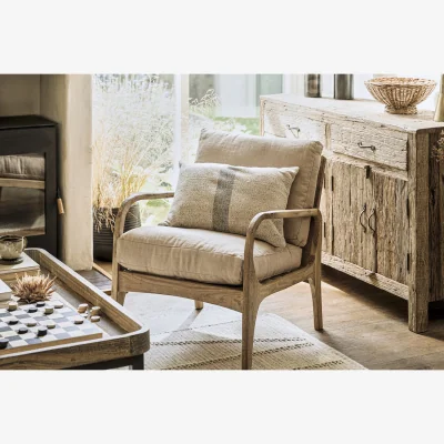 Nkuku nkuku Jaya Acacia Wood & Linen Occasional Dining Chair | Seating | One Size | Natural