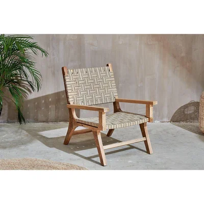 Nkuku Nkuku Yamuna Ticking Lounger | Furniture | Black & Brown