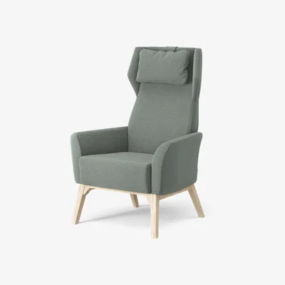 Nordic Nest Swedese Select armchair Fabric steelcut trio 3 0916 green natural lacquered beech legs