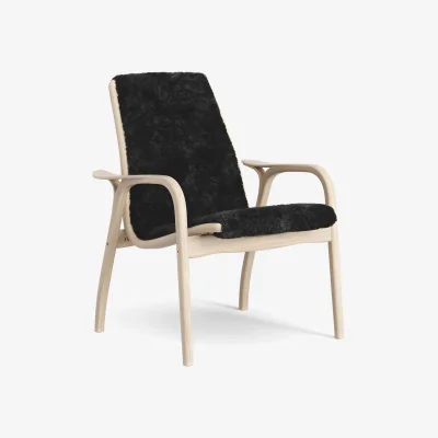 Nordic Nest Swedese Laminett armchair Sheepskin Black-white pigmented oak