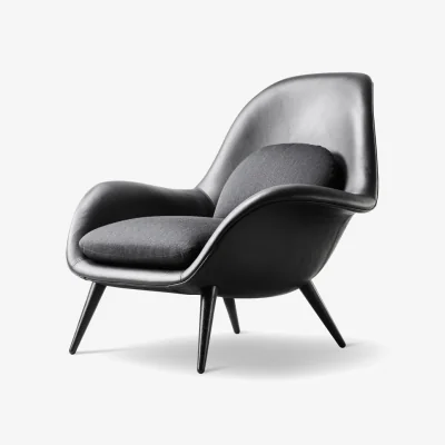 Nordic Nest Fredericia Furniture Swoon armchair Leather 88-black oak-balder 192