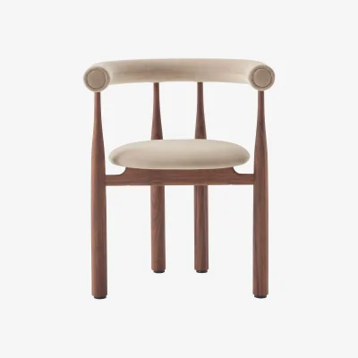 Nordic Nest New Works Bukowski upholstered armchair Walnut Megan 26 Beige