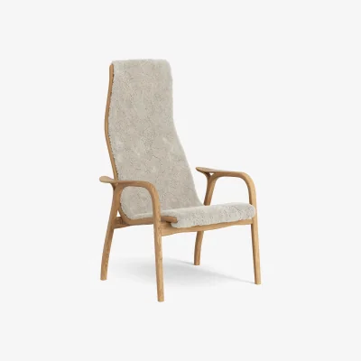 Nordic Nest Swedese Lamino armchair Sheepskin Moonlight-oiled oak