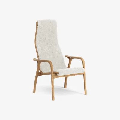 Nordic Nest Swedese Lamino armchair Sheepskin Off white-oiled oak