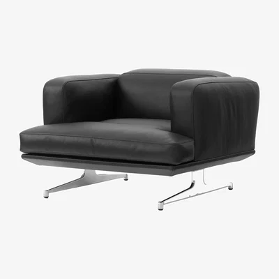 Nordic Nest &Tradition Inland AV21 armchair Noble leather black-polished aluminum
