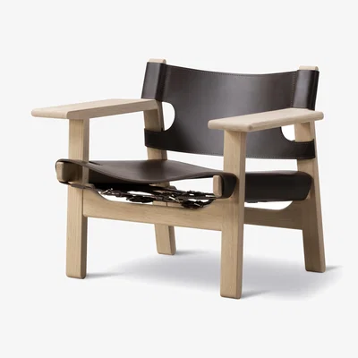 Nordic Nest Fredericia Furniture The Spanish armchair Leather dark brown - soap-treated oak