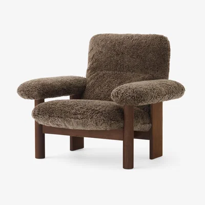 Nordic Nest Audo Copenhagen Brasilia armchair Sheepskin root brown dark stained oak legs