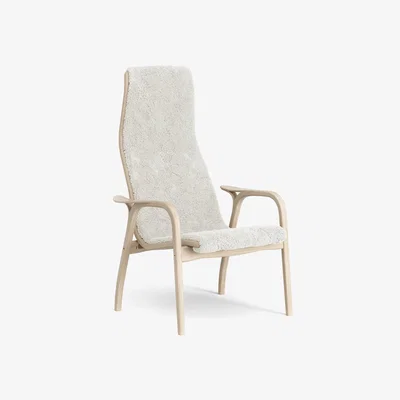 Nordic Nest Lamino arm chair white pigmented oak/sheep skin Off white (white)