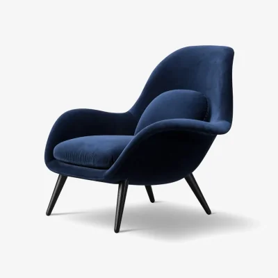Nordic Nest Fredericia Furniture Swoon armchair Harald 792 blue-black oak