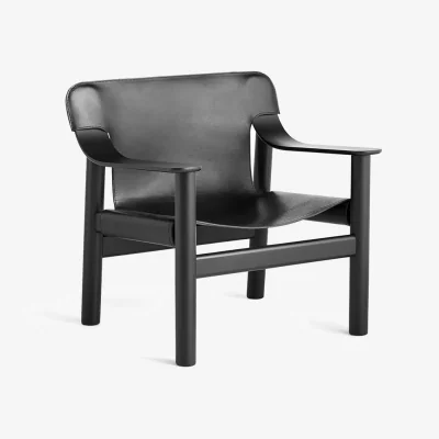 Nordic Nest HAY Bernard lounge chair Black leather- black oak frame