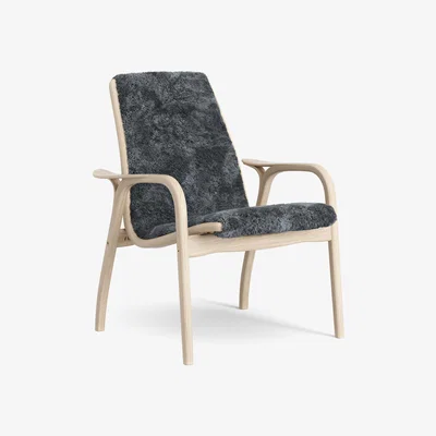 Nordic Nest Laminett arm chair white pigmenterad oak/sheep skin Charcoal (dark grey)