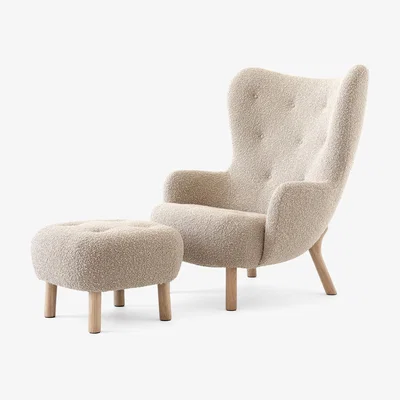 Nordic Nest &Tradition Petra VB3 high armchair incl. pouf ATD1 Oiled Oak-Karakorum 003