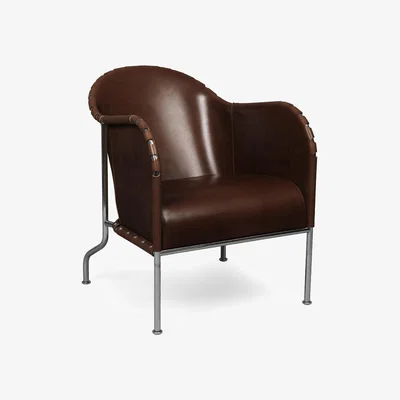 Nordic Nest Källemo Bruno armchair Kern leather 9208 cigar brown-chrome
