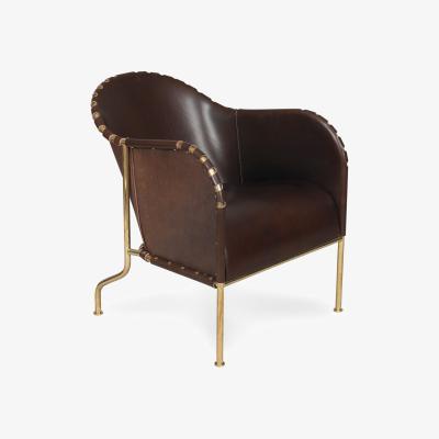 Nordic Nest Källemo Bruno armchair Core leather cigar brown-brass base