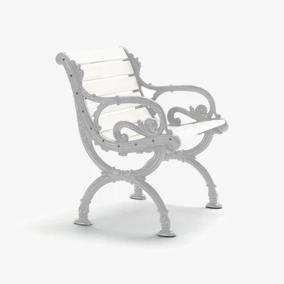 Nordic Nest Byarums bruk Byarum armchair White lacquered pine raw aluminum stand